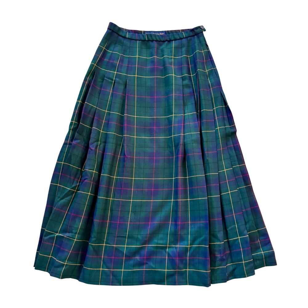 VTG Pendleton Celebration Tartan 100% Wool Plaid Pleated Midi Skirt Size 10 Kilt